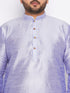 Jashvi Men's Plus Size Lavender Silk Blend Kurta And White Pyjama Set